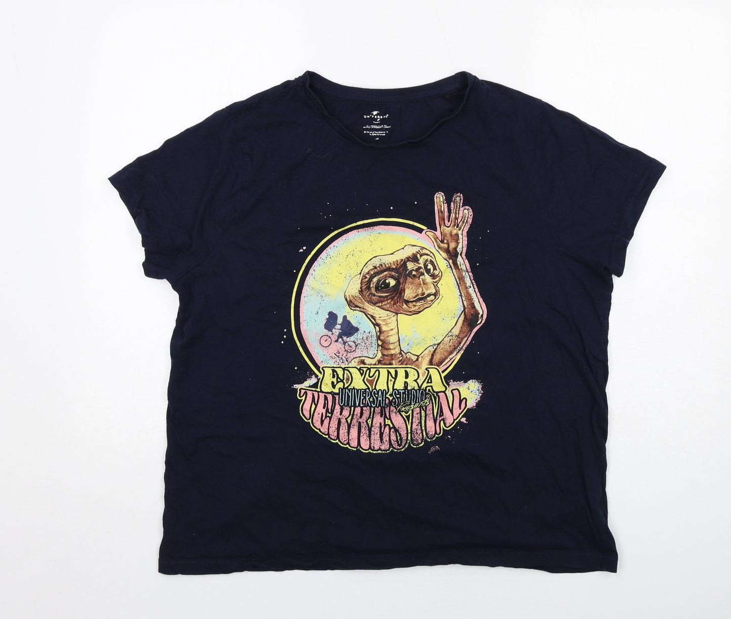 Universal Womens Blue Cotton Basic T-Shirt Size 20 Crew Neck - E.T. Alien