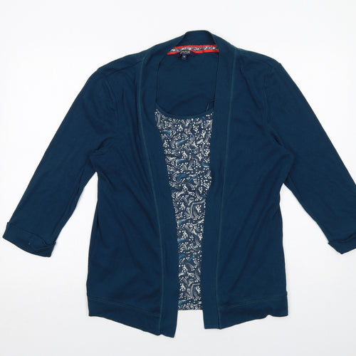 Maine Womens Blue Geometric Cotton Basic Blouse Size 18 Scoop Neck - 2 in 1 Top
