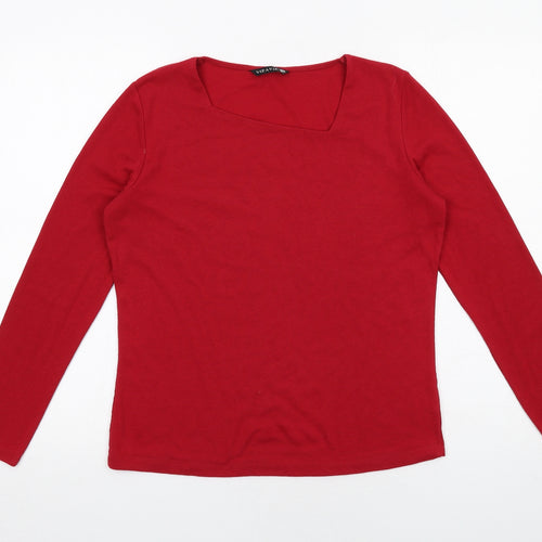 VIZ A VIZ Womens Red Polyester Basic T-Shirt Size 12 V-Neck