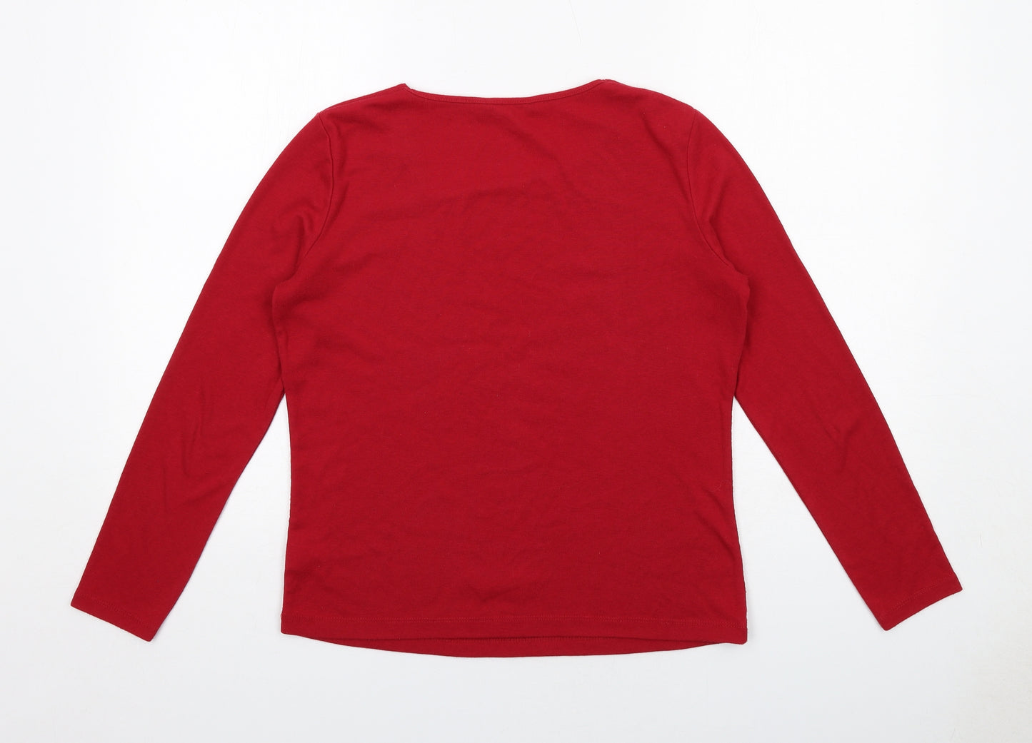 VIZ A VIZ Womens Red Polyester Basic T-Shirt Size 12 V-Neck