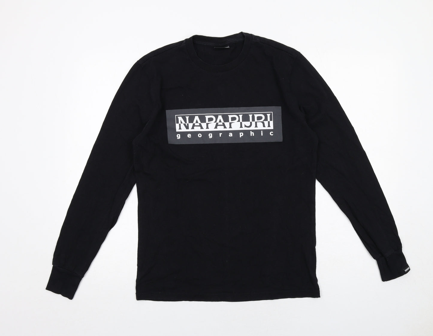 Napapijri Mens Black Cotton T-Shirt Size S Round Neck - Napapijri