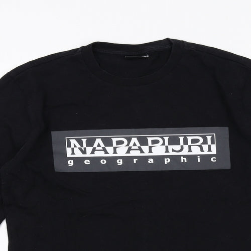 Napapijri Mens Black Cotton T-Shirt Size S Round Neck - Napapijri