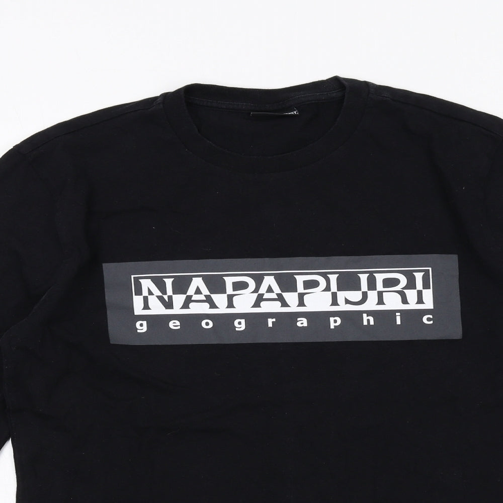 Napapijri Mens Black Cotton T-Shirt Size S Round Neck - Napapijri