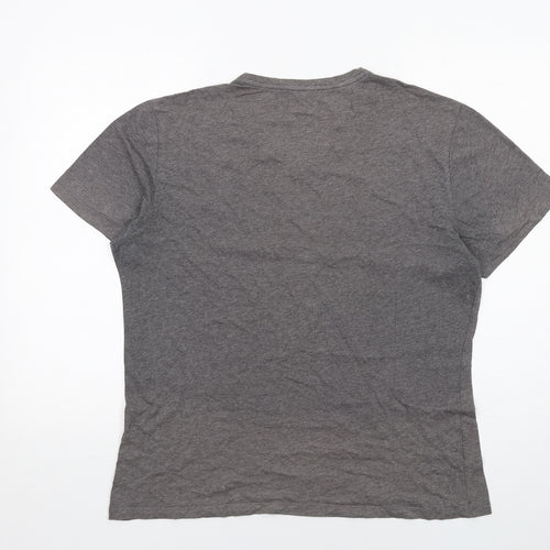 Slate & Stone Mens Grey Cotton T-Shirt Size L V-Neck