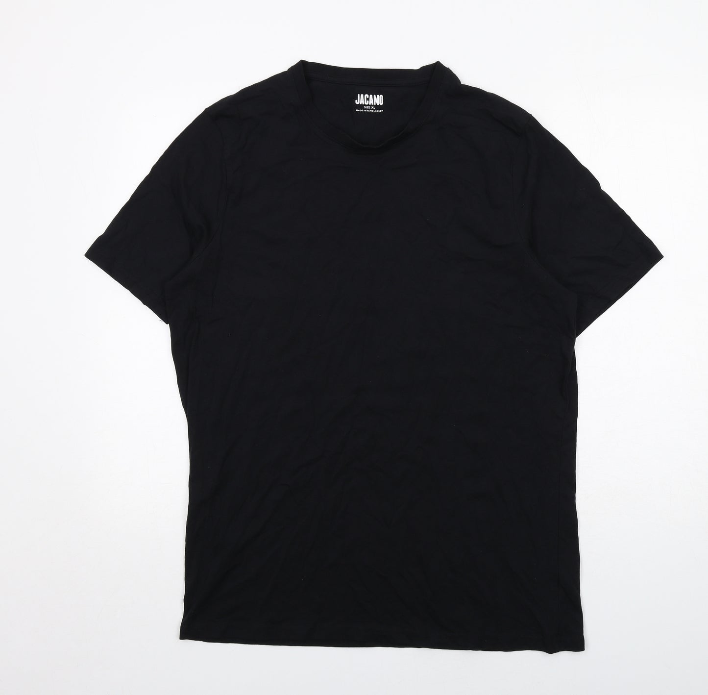 Jacamo Mens Black Cotton T-Shirt Size XL Round Neck