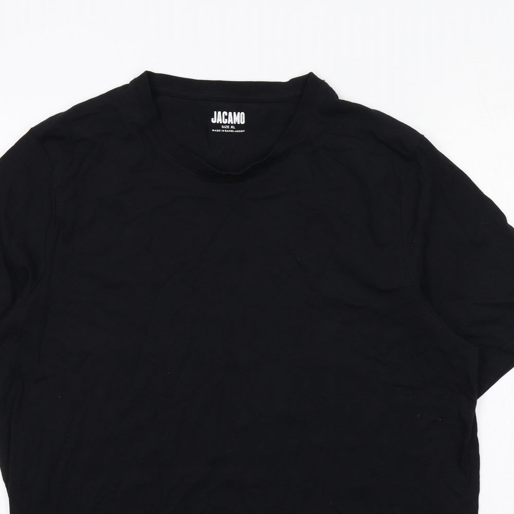 Jacamo Mens Black Cotton T-Shirt Size XL Round Neck
