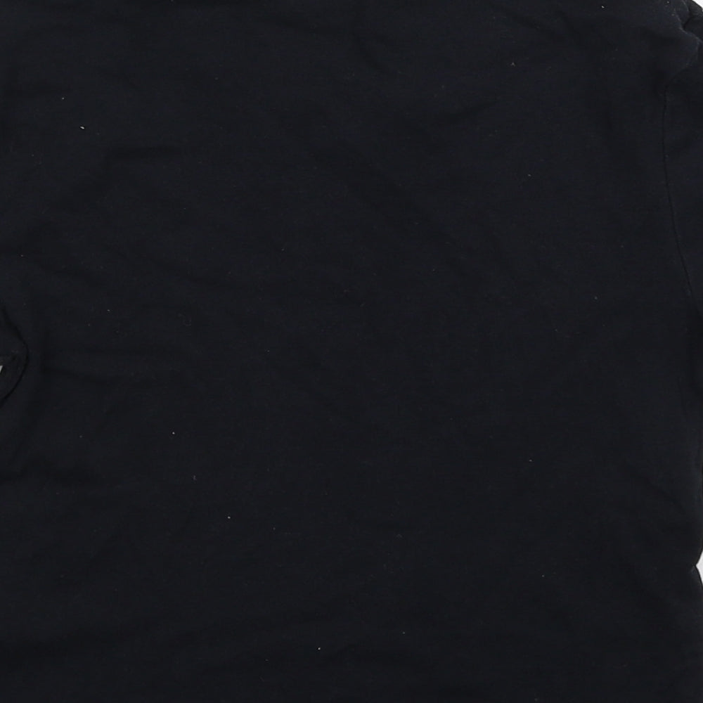 Topshop Womens Black Cotton Basic T-Shirt Size 8 Round Neck