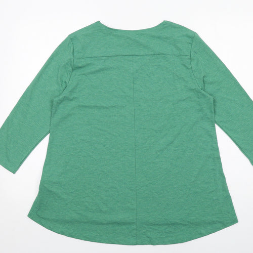 Patra Womens Green Viscose Tunic T-Shirt Size L V-Neck