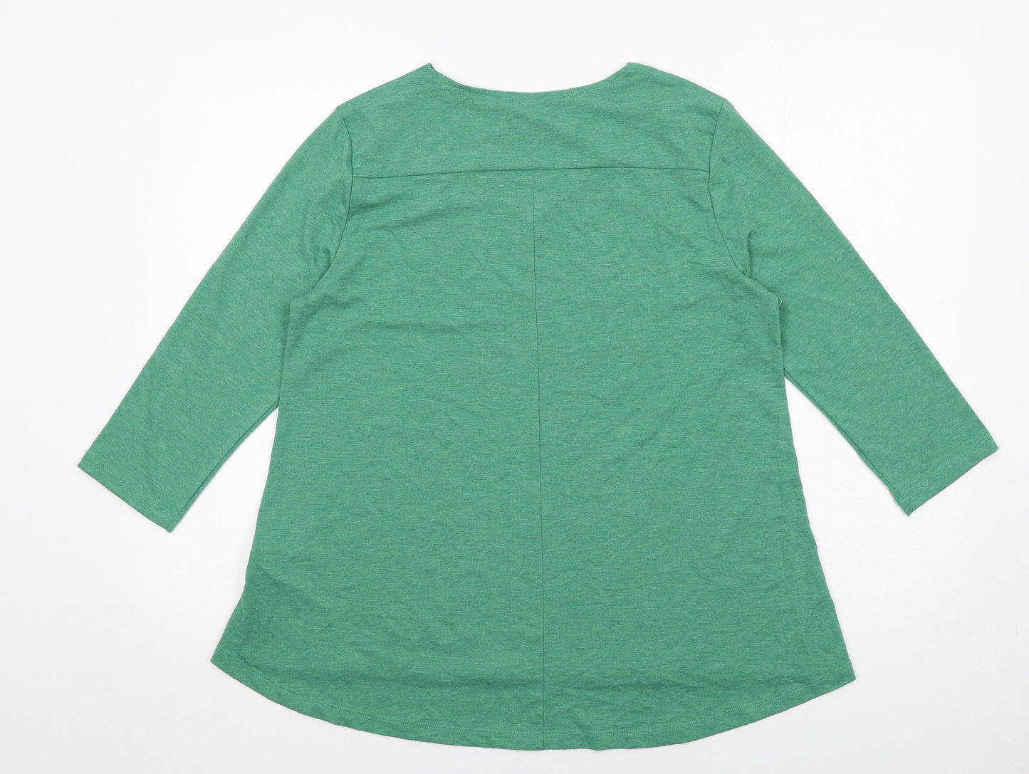 Patra Womens Green Viscose Tunic T-Shirt Size L V-Neck