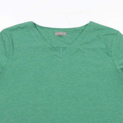 Patra Womens Green Viscose Tunic T-Shirt Size L V-Neck