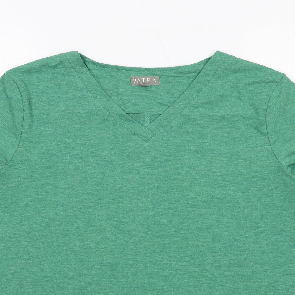 Patra Womens Green Viscose Tunic T-Shirt Size L V-Neck