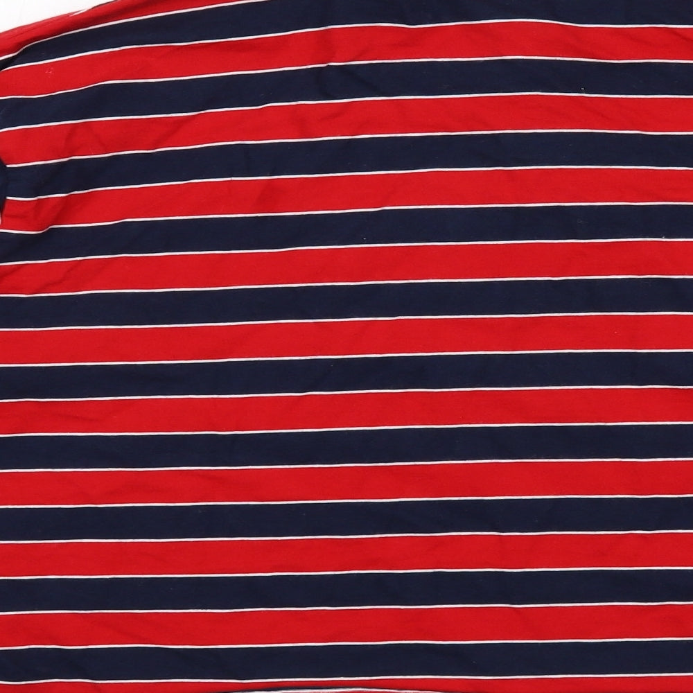 Brandy Melville Womens Red Striped Cotton Basic Polo One Size Collared