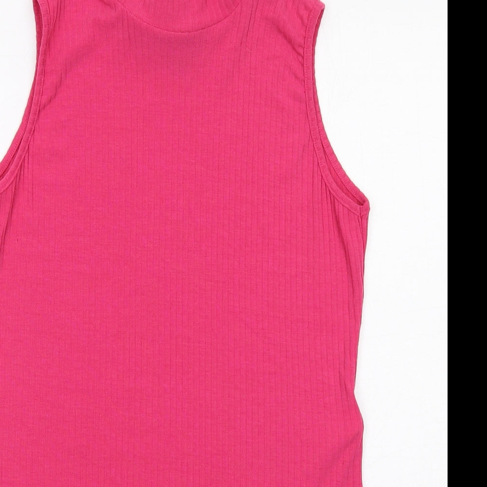 New Look Womens Pink Polyester Bodysuit One-Piece Size 18 Snap