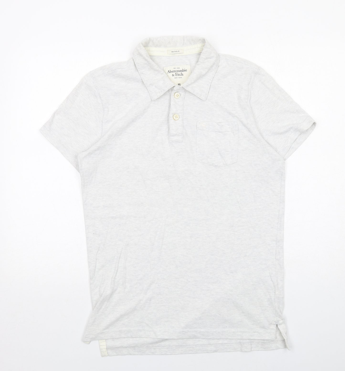 Abercrombie & Fitch Mens Grey Cotton Polo Size M Collared Button