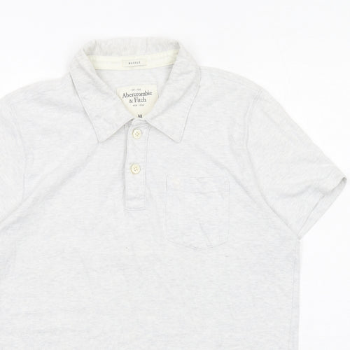 Abercrombie & Fitch Mens Grey Cotton Polo Size M Collared Button