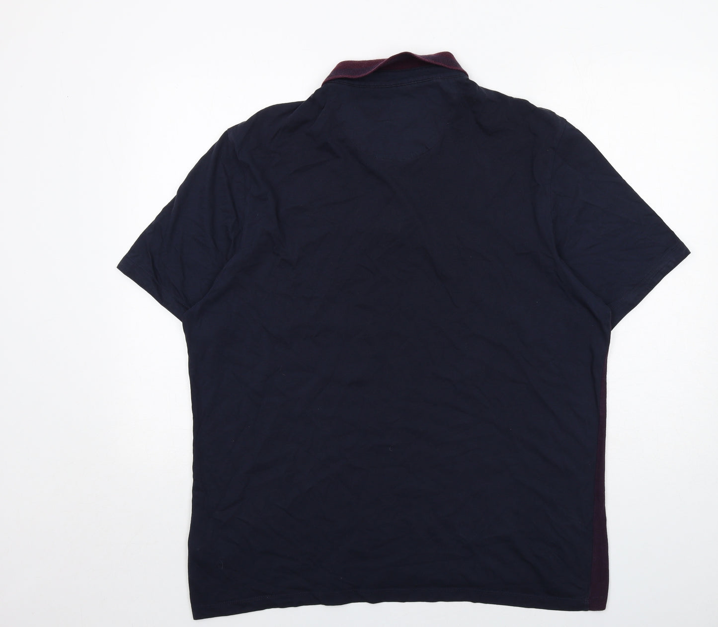 Marks and Spencer Mens Blue Cotton Polo Size XL Collared Button