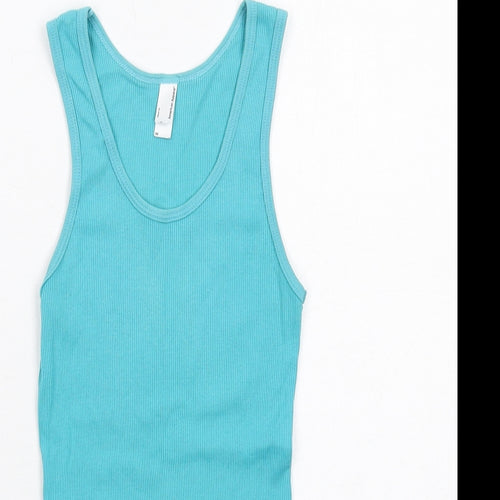 American Apparel Womens Blue Cotton Basic Tank Size M Scoop Neck