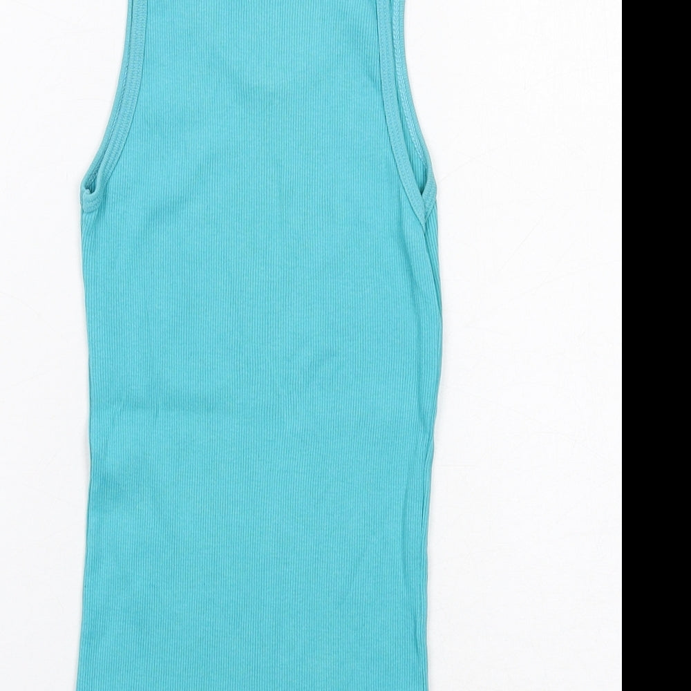 American Apparel Womens Blue Cotton Basic Tank Size M Scoop Neck