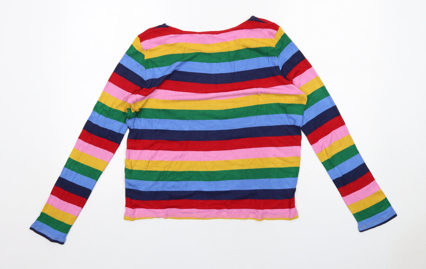 New Look Womens Multicoloured Striped Viscose Basic T-Shirt Size 18 Round Neck