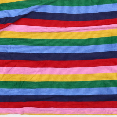 New Look Womens Multicoloured Striped Viscose Basic T-Shirt Size 18 Round Neck