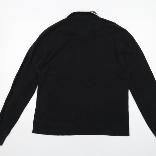 Original Penguin Mens Black Cotton Polo Size L Collared Button