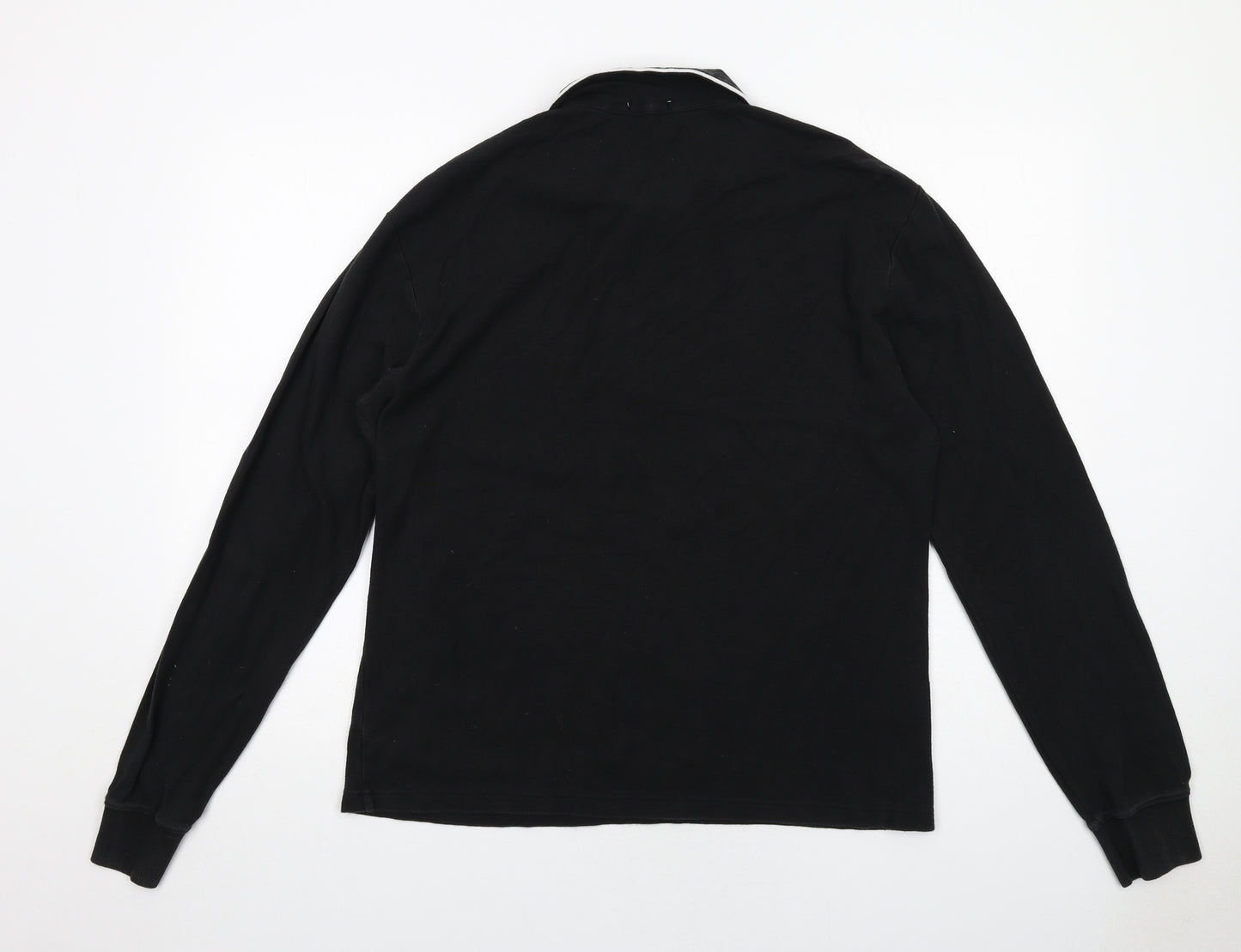 Original Penguin Mens Black Cotton Polo Size L Collared Button