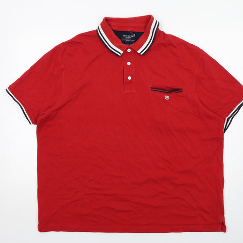 Hackett Mens Red Cotton Polo Size 3XL Collared Button