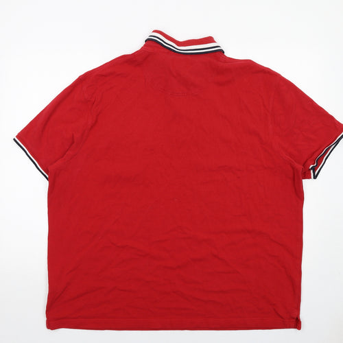 Hackett Mens Red Cotton Polo Size 3XL Collared Button