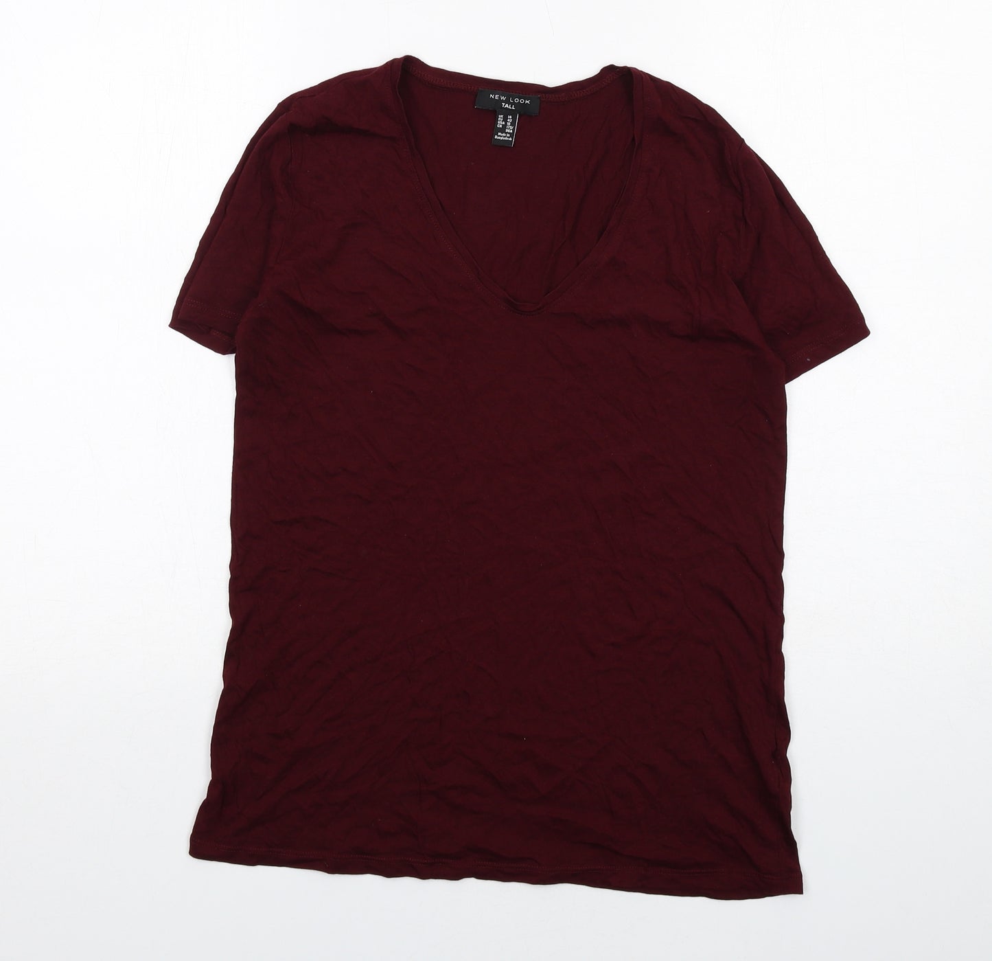 New Look Womens Purple Cotton Basic T-Shirt Size 14 V-Neck