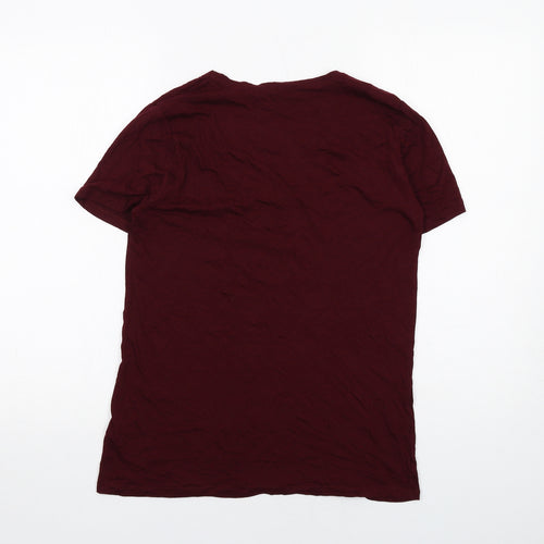 New Look Womens Purple Cotton Basic T-Shirt Size 14 V-Neck