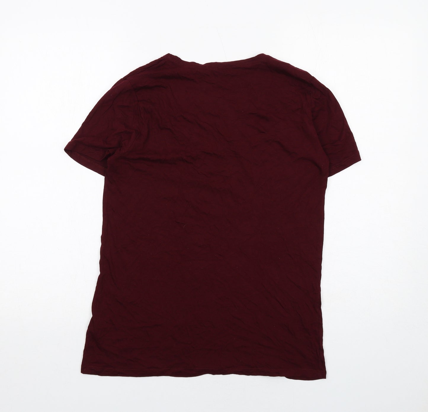 New Look Womens Purple Cotton Basic T-Shirt Size 14 V-Neck