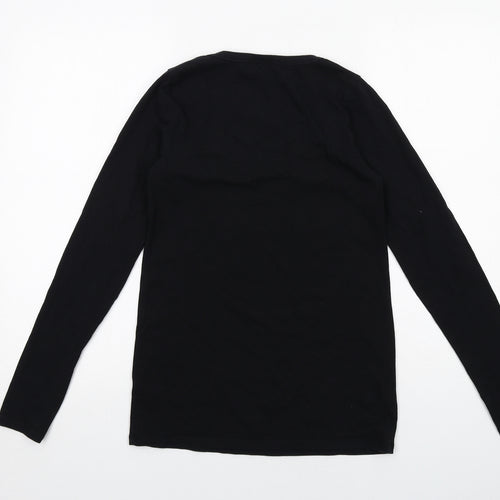 ASOS Womens Black Cotton Basic T-Shirt Size 8 Scoop Neck