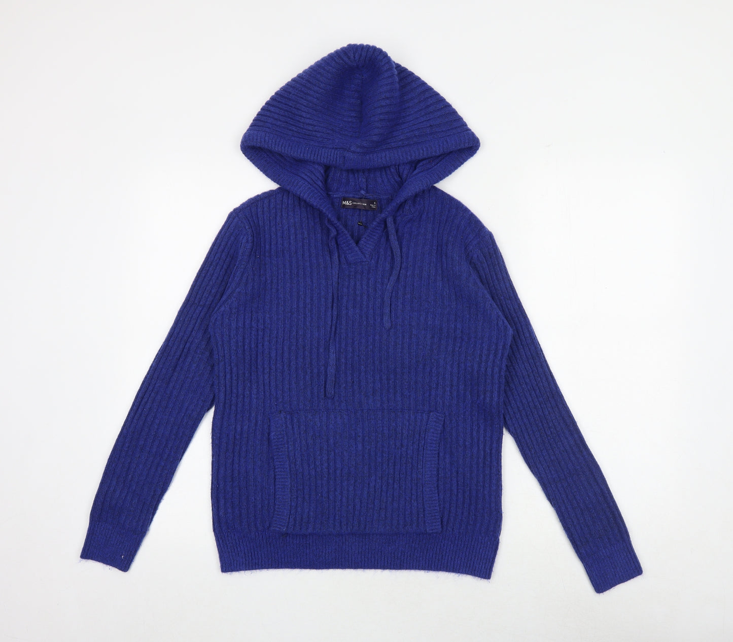 Marks and Spencer Womens Blue Round Neck Polyester Pullover Jumper Size S