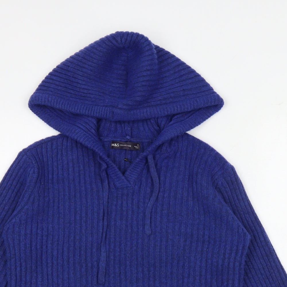 Marks and Spencer Womens Blue Round Neck Polyester Pullover Jumper Size S