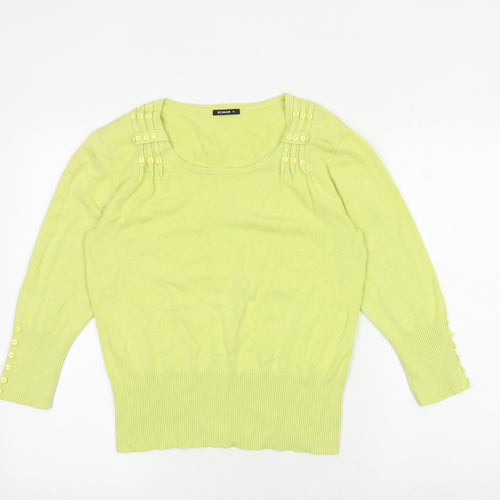Roman Womens Yellow Round Neck Viscose Pullover Jumper Size 10