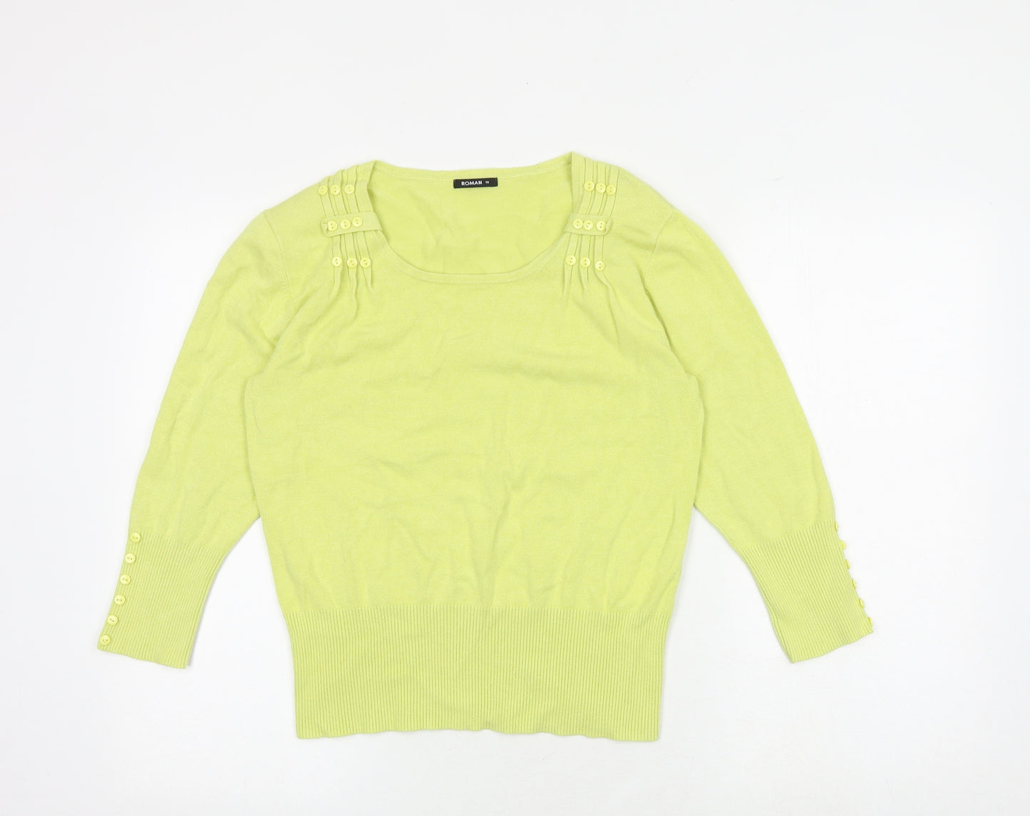 Roman Womens Yellow Round Neck Viscose Pullover Jumper Size 10
