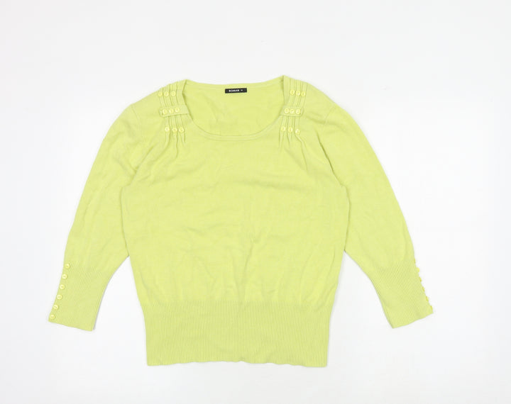 Roman Womens Yellow Round Neck Viscose Pullover Jumper Size 10