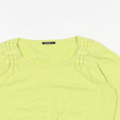 Roman Womens Yellow Round Neck Viscose Pullover Jumper Size 10