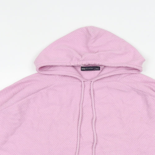 Marks and Spencer Womens Pink Viscose Pullover Hoodie Size L Pullover - Waffle Texture
