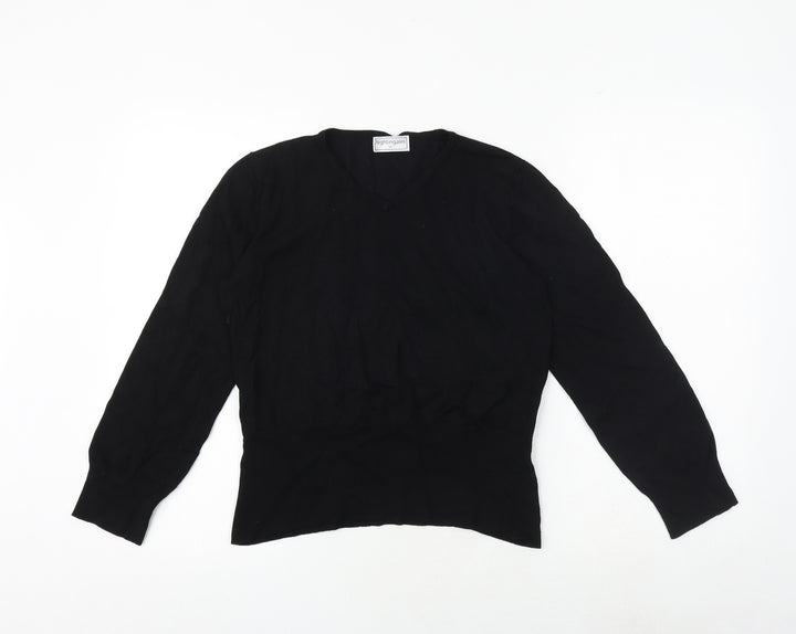 Nightingales Womens Black V-Neck Viscose Pullover Jumper Size 12