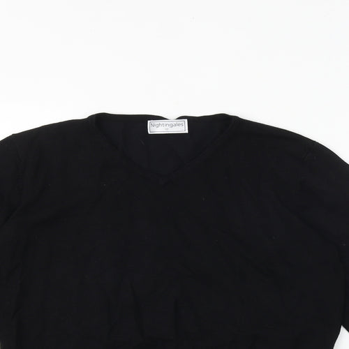 Nightingales Womens Black V-Neck Viscose Pullover Jumper Size 12