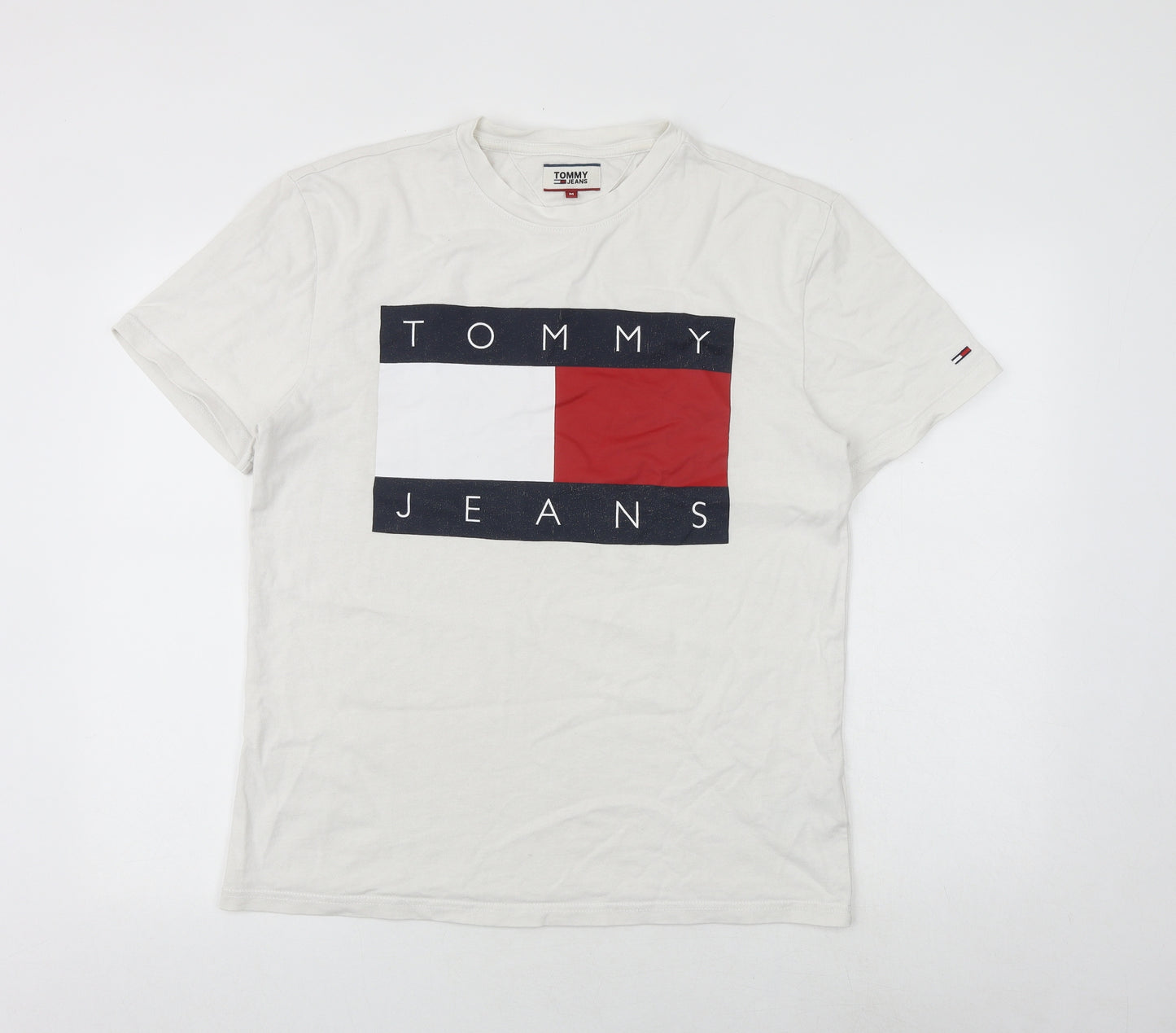 Tommy Hilfiger Mens White Cotton T-Shirt Size M Round Neck