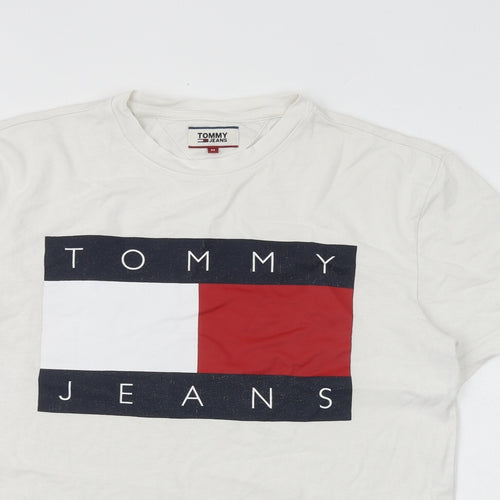 Tommy Hilfiger Mens White Cotton T-Shirt Size M Round Neck