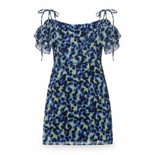 Topshop Womens Multicoloured Geometric Polyester Tank Dress Size 8 Round Neck Tie