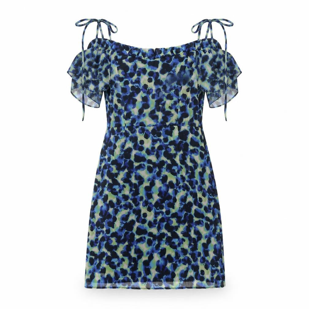 Topshop Womens Multicoloured Geometric Polyester Tank Dress Size 8 Round Neck Tie