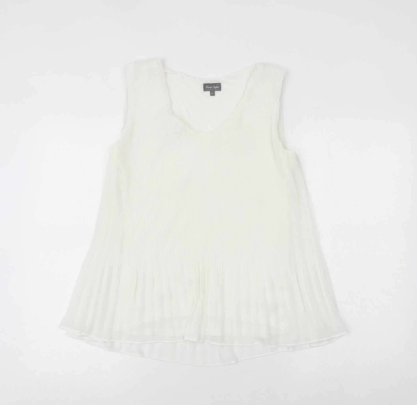 Phase Eight Womens White Polyester Basic Tank Size 10 V-Neck