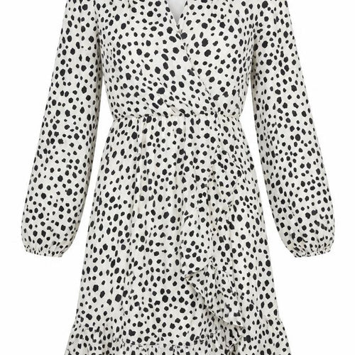 Nasty Gal Womens Beige Animal Print Polyester A-Line Size S V-Neck Pullover - Wrap Style