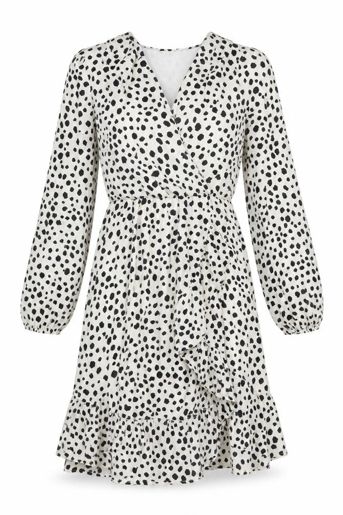 Nasty Gal Womens Beige Animal Print Polyester A-Line Size S V-Neck Pullover - Wrap Style