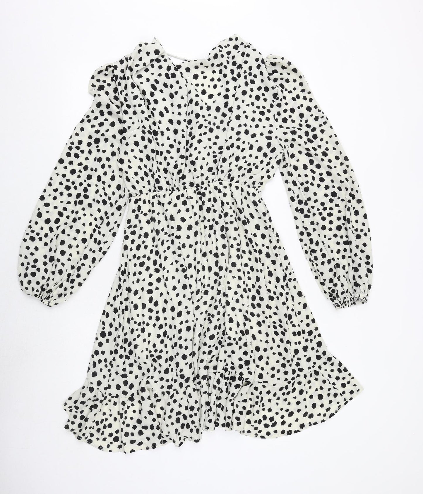 Nasty Gal Womens Beige Animal Print Polyester A-Line Size S V-Neck Pullover - Wrap Style