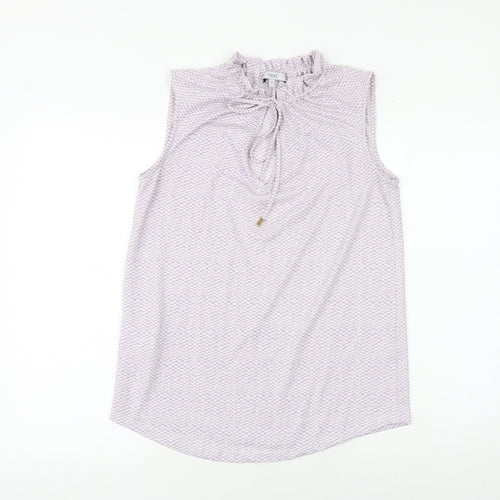 NEXT Womens Purple Check Polyester Basic Tank Size 8 Round Neck